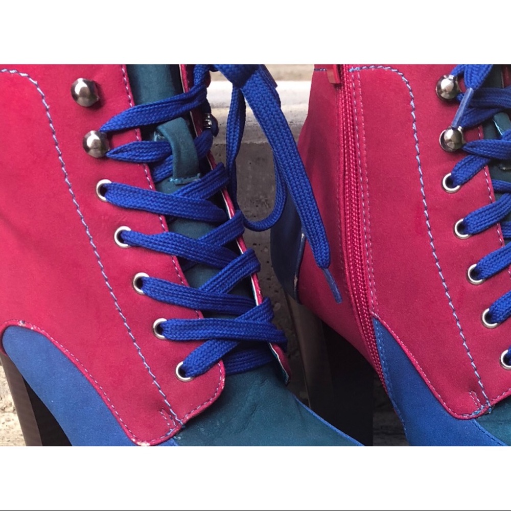 SOLD✔️Retro Neon Pink and Blue Stiletto Pumps - Picture 2 of 5